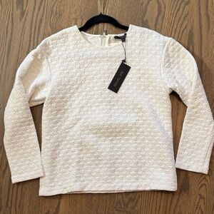 Rachel Zoe white Cream Textured Long Sleeve Top
